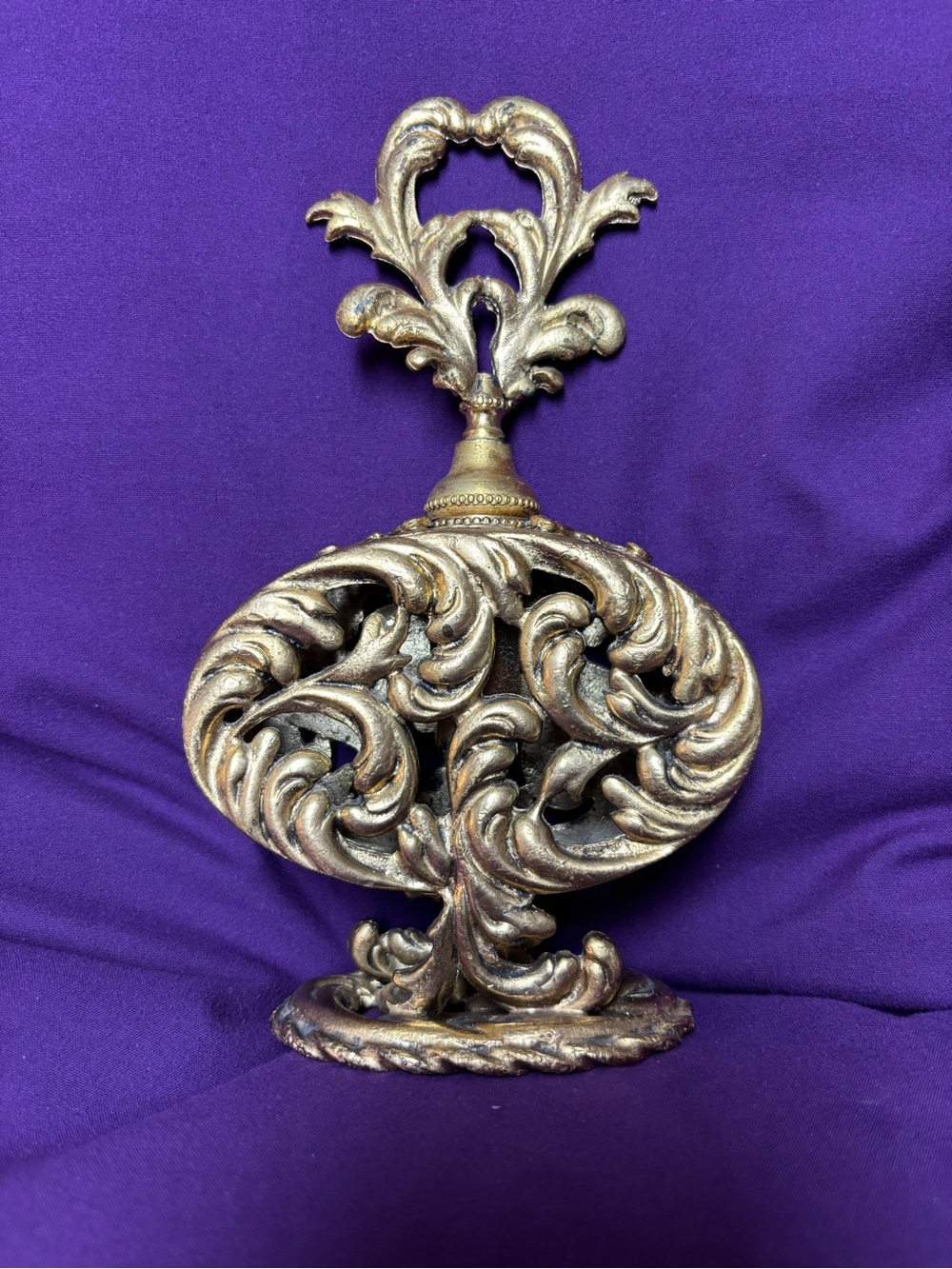 Vintage Heavy Ornate Perfume Goldtone Bottle Ormolu
